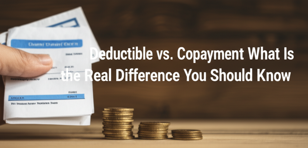 feature image for the blog with the blog title included. Title: Deductible vs. Copayment What Is the Real Difference You Should Know. Ensure the text is accurate and error-free 