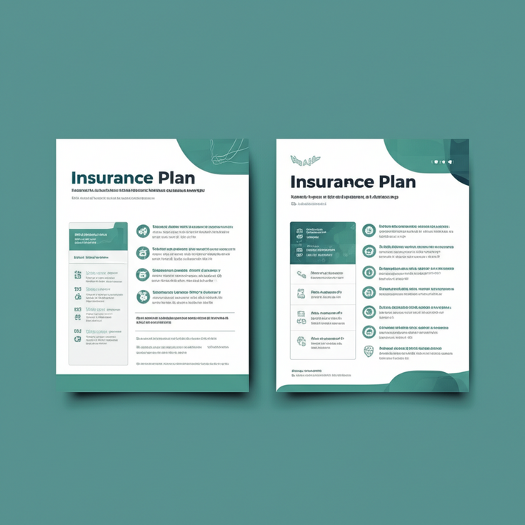 Two insurance plan brochures side-by-side, showing their coverage differences.