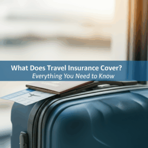 feature image for the blog with the blog title included. Title: What Does Travel Insurance Cover? Everything You Need to Know. Ensure the text is accurate and error-free