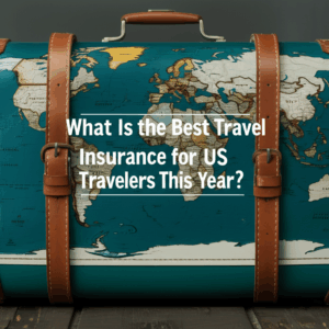 feature image for the blog with the blog title included. Title: What Is the Best Travel Insurance for US Travelers This Year?. Ensure the text is accurate and error-free