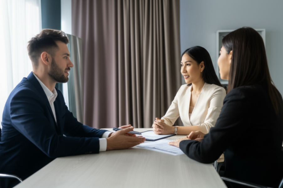 Recent homebuyer talking with lender about removing mortgage insurance payments