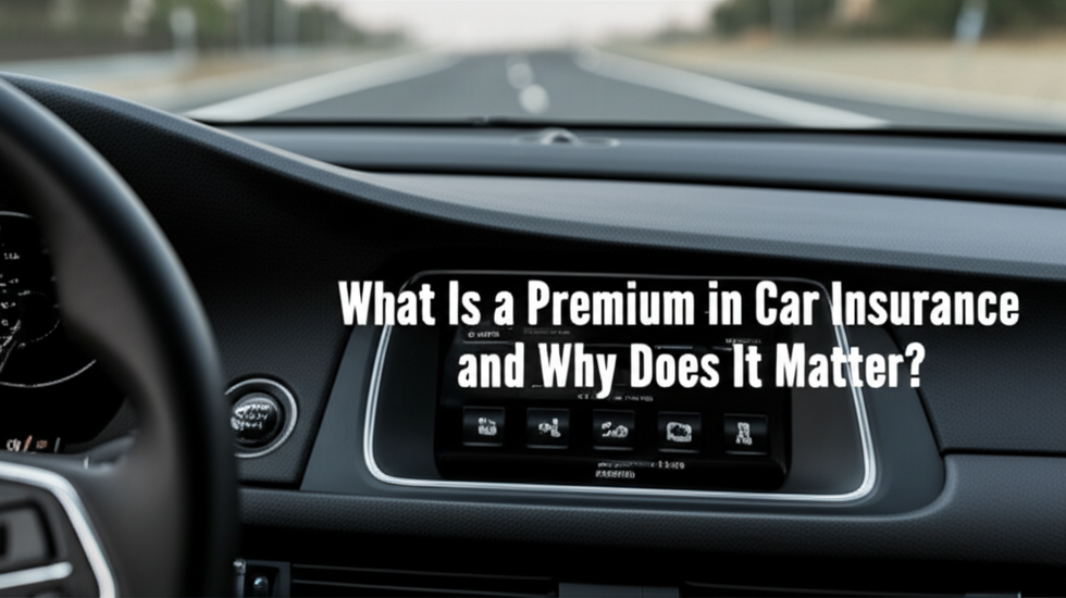 feature image for the blog with the blog title included. Title: What Is a Premium in Car Insurance and Why Does It Matter?. Ensure the text is accurate and error-free 