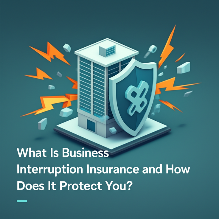 feature image for the blog with the blog title included. Title: What Is Business Interruption Insurance and How Does It Protect You?. Ensure the text is accurate and error-free