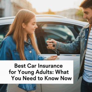 feature image for the blog with the blog title included. Title: Best Car Insurance for Young Adults: What You Need to Know Now. Ensure the text is accurate and error-free