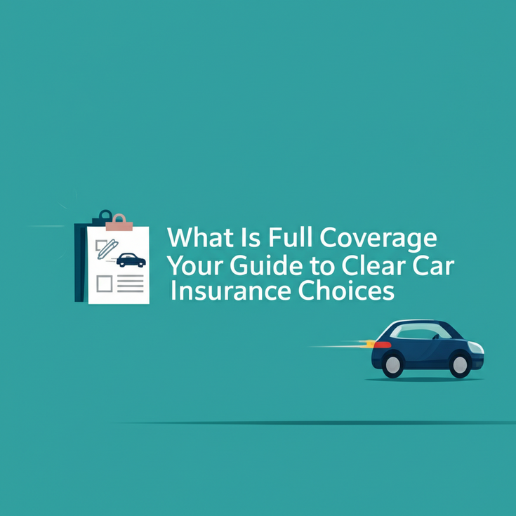feature image for the blog with the blog title included. Title: What Is Full Coverage? Your Guide to Clear Car Insurance Choices. Ensure the text is accurate and error-free