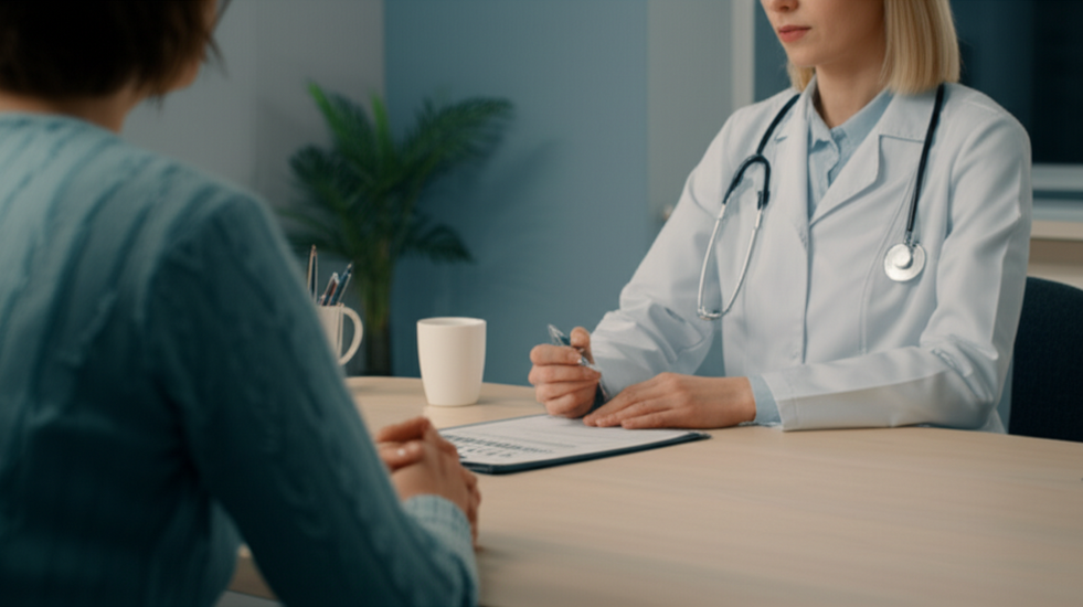 Doctor explaining insurance plan benefits during a consultation