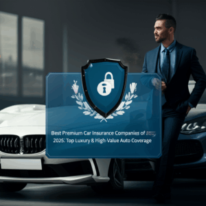 feature image for the blog with the blog title included. Title: Best Premium Car Insurance Companies of 2025: Top Luxury & High-Value Auto Coverage. Ensure the text is accurate and error-free