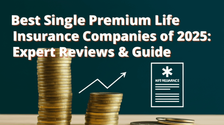 feature image for the blog with the blog title included. Title: Best Single Premium Life Insurance Companies of 2025: Expert Reviews & Guide. Ensure the text is accurate and error-free
