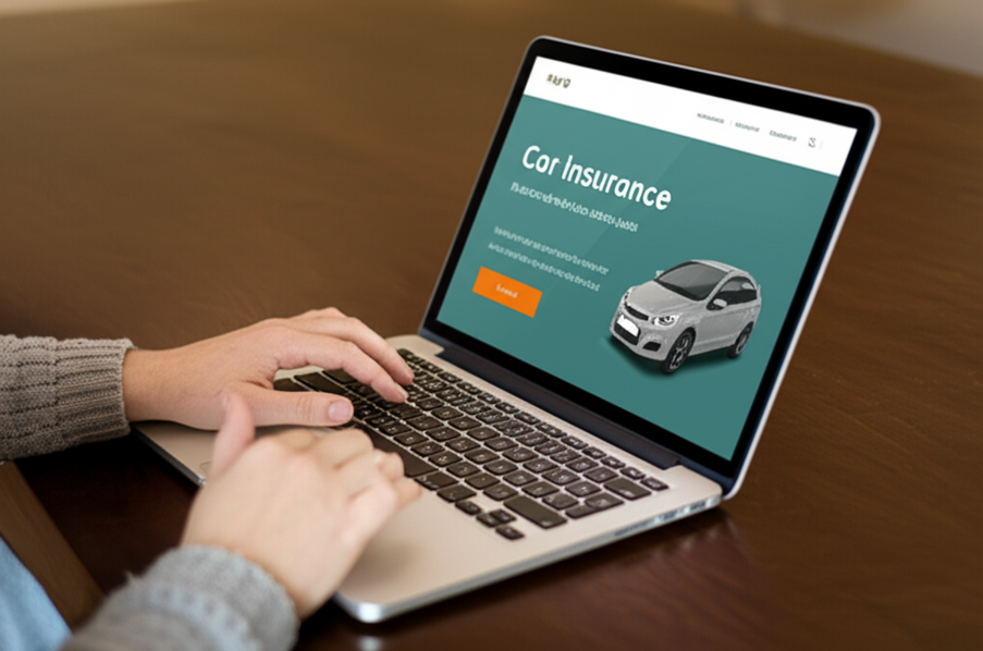 Two people using laptops side by side, comparing car insurance quotes online.