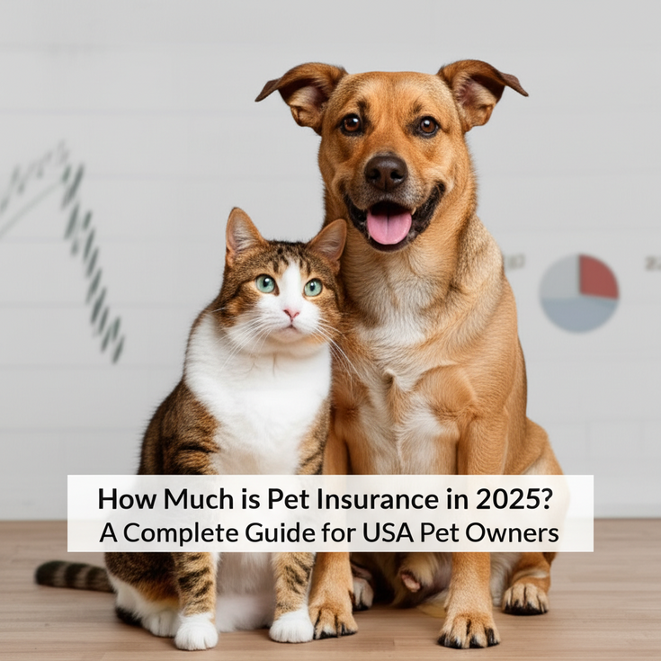feature image for the blog with the blog title included. Title: How Much is Pet Insurance in 2025? A Complete Guide for USA Pet Owners. Ensure the text is accurate and error-free